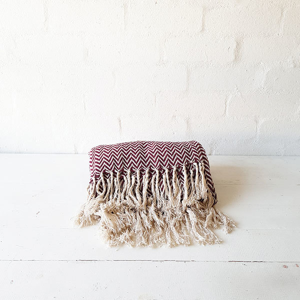 Texture Burgundy Tassel Throw